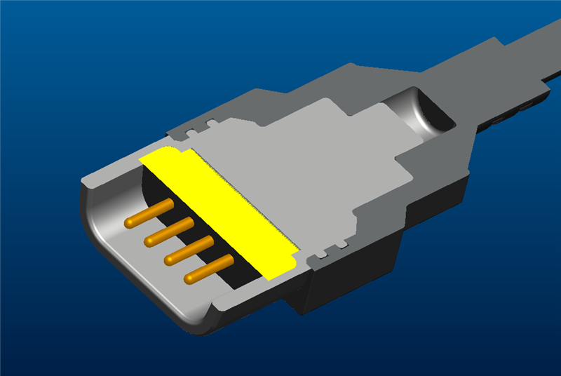 工业矩形连接器DB9 VGA 9引脚3D设计