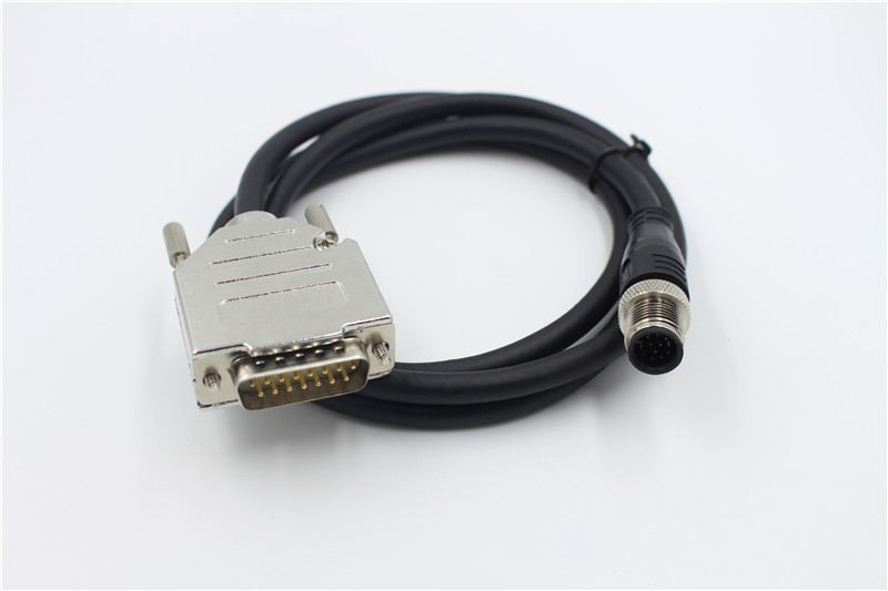 DB15pin公接口到M12接口12 pin公接口传输5m视频信号