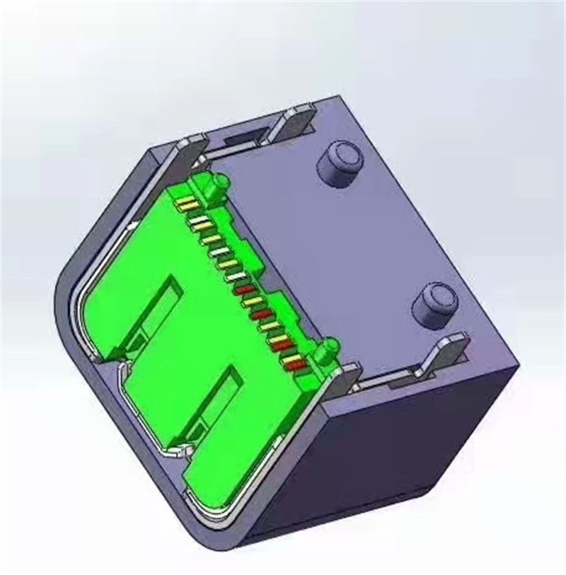 C型USB4全包母底座增高连接器16针带外壳引脚