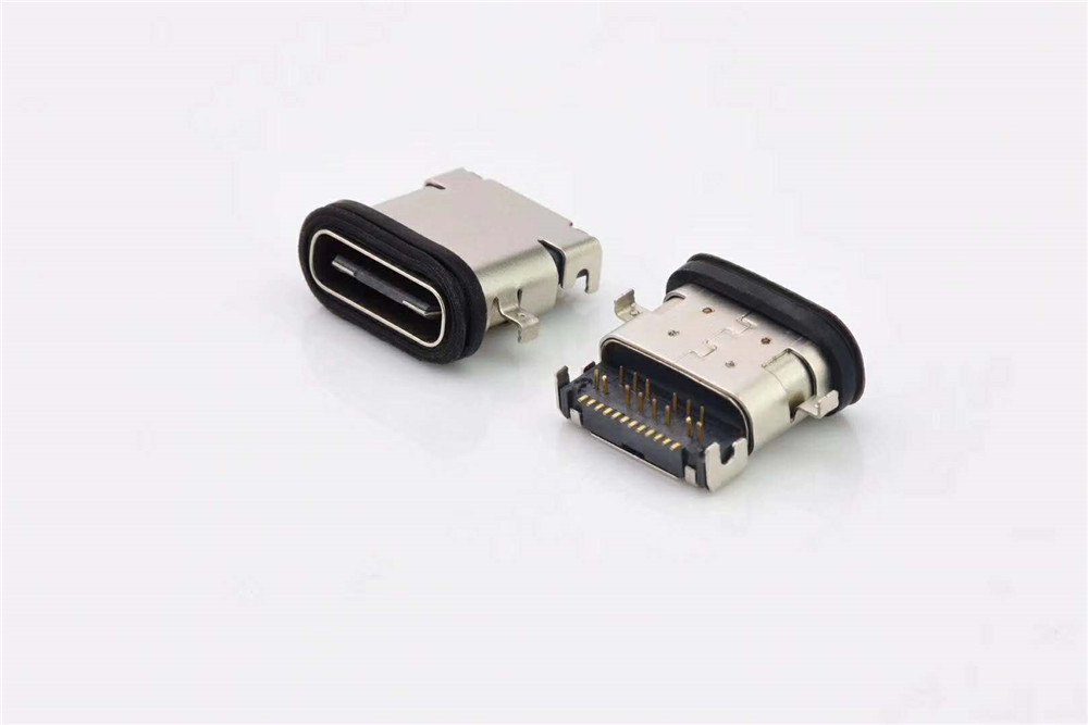 USB3.1 TYPE C2.0 TYPEC3.1防水IP67母座连接器沉板1.0满引脚连接插座