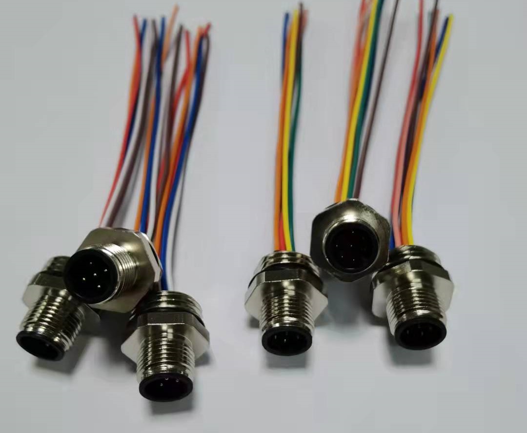 工业连接器M12 5pin 8pin A编码板端后锁连接器